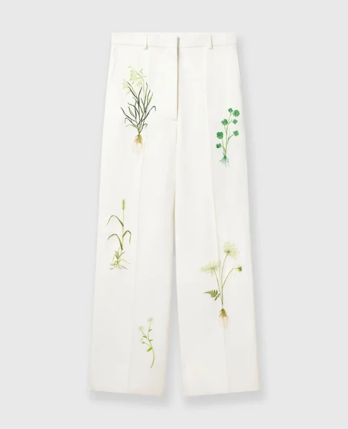 Lågmidjade blommiga byxor med raka ben