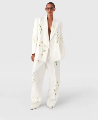 Lågmidjade blommiga byxor med raka ben Lågmidjade blommiga byxor med raka ben