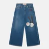 Little Black Bunny broderade jeans med vida ben