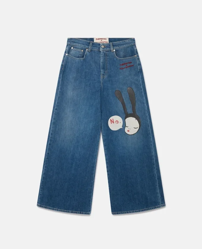 Little Black Bunny broderade jeans med vida ben