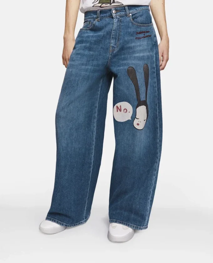 Little Black Bunny broderade jeans med vida ben