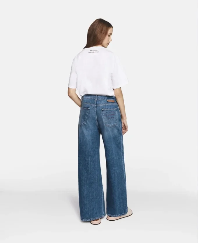 Little Black Bunny broderade jeans med vida ben