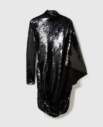 Långärmad draperad miniklänning med paljetter Långärmad draperad miniklänning med paljetter