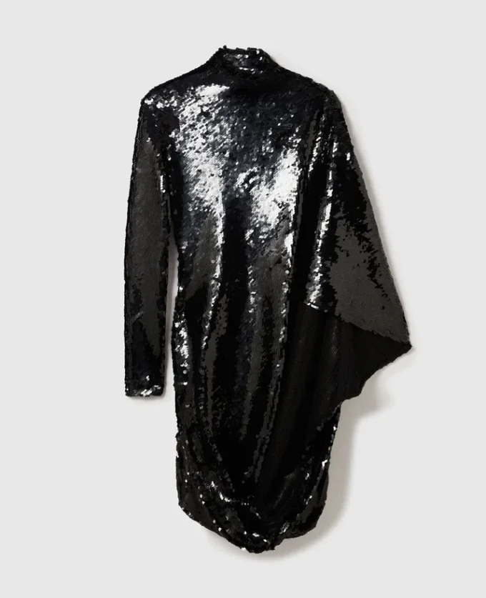 Långärmad draperad miniklänning med paljetter Långärmad draperad miniklänning med paljetter