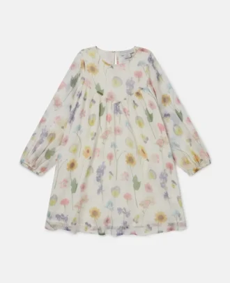 Långärmad klänning med blommönster