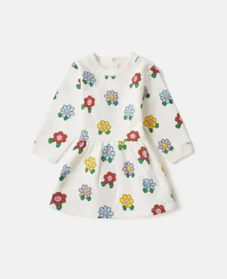 Långärmad klänning med blommönster