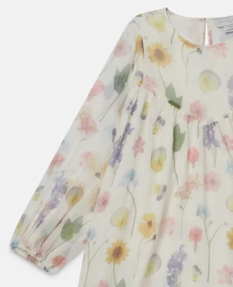 Långärmad klänning med blommönster