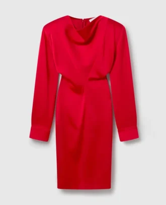 Långärmad midiklänning med cowl neck