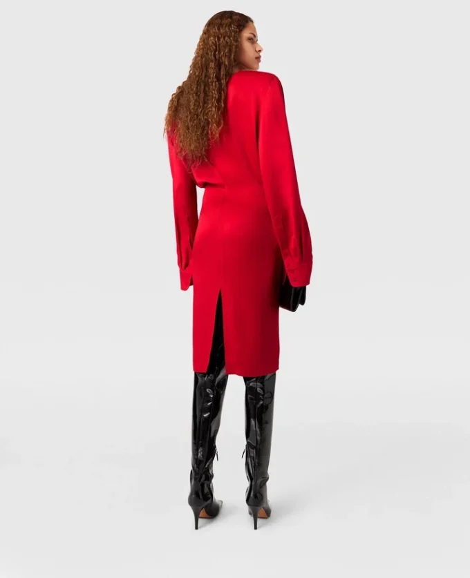 Långärmad midiklänning med cowl neck