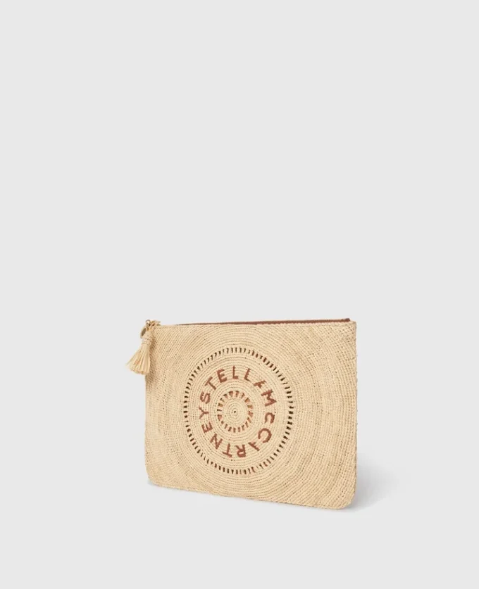 Logo Raffia Clutch Pouch