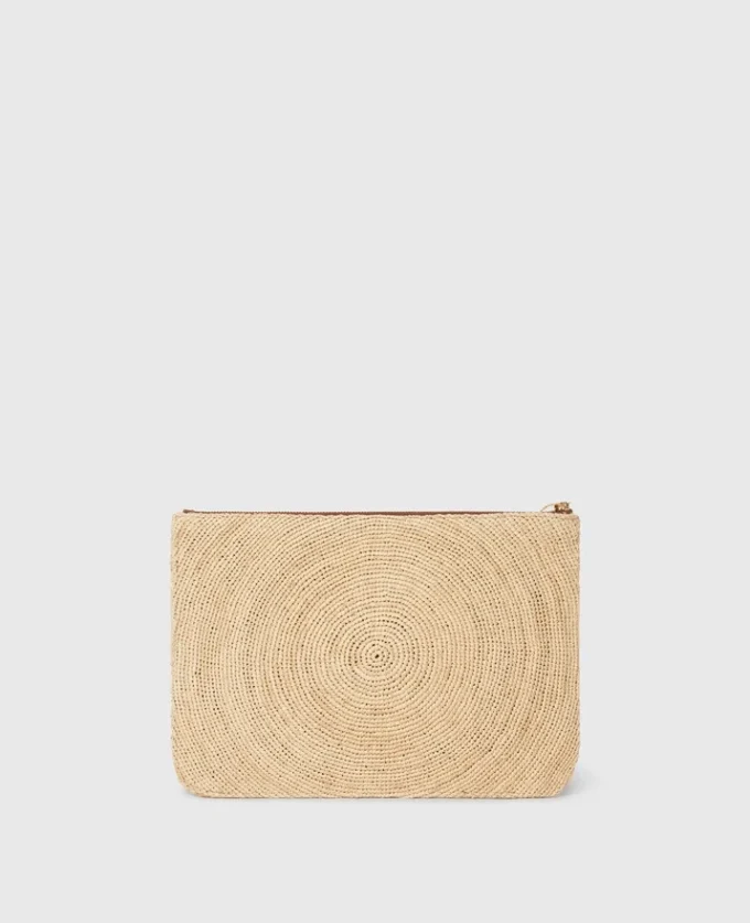 Logo Raffia Clutch Pouch