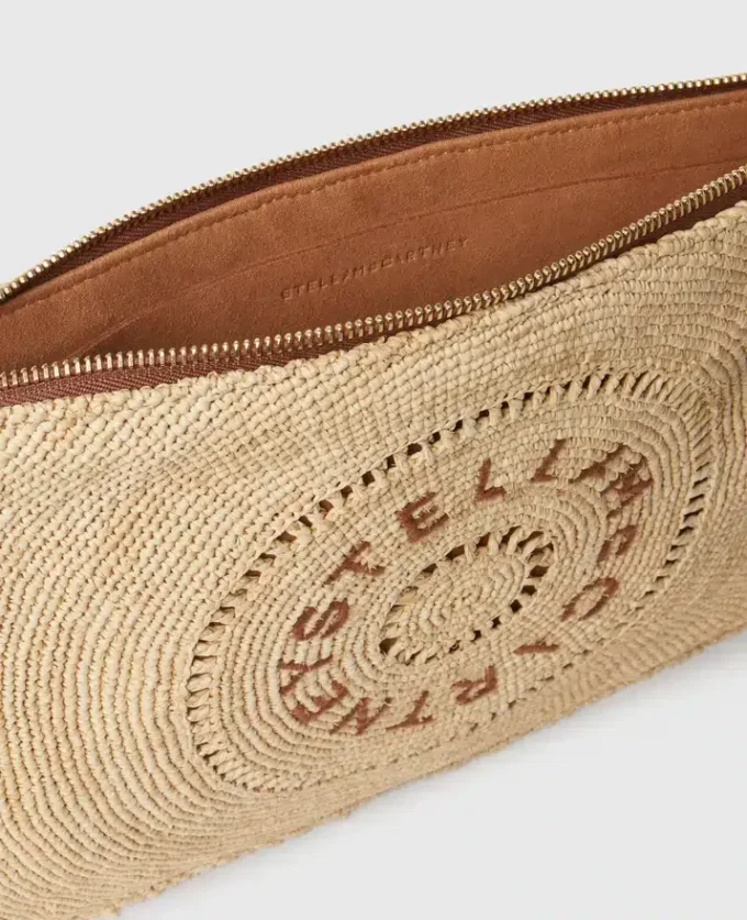 Logo Raffia Clutch Pouch
