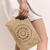 Logo Raffia Clutch Pouch