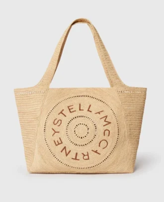 Logo Raffia Large Tote Bag