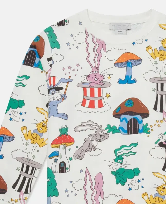 Magicians Bunny Print Crewneck Sweatshirt