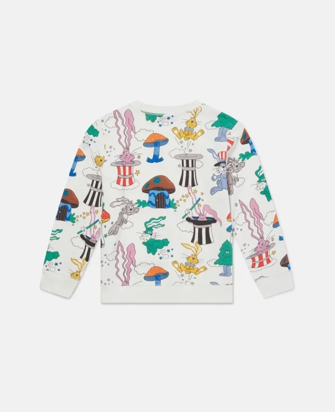 Magicians Bunny Print Crewneck Sweatshirt
