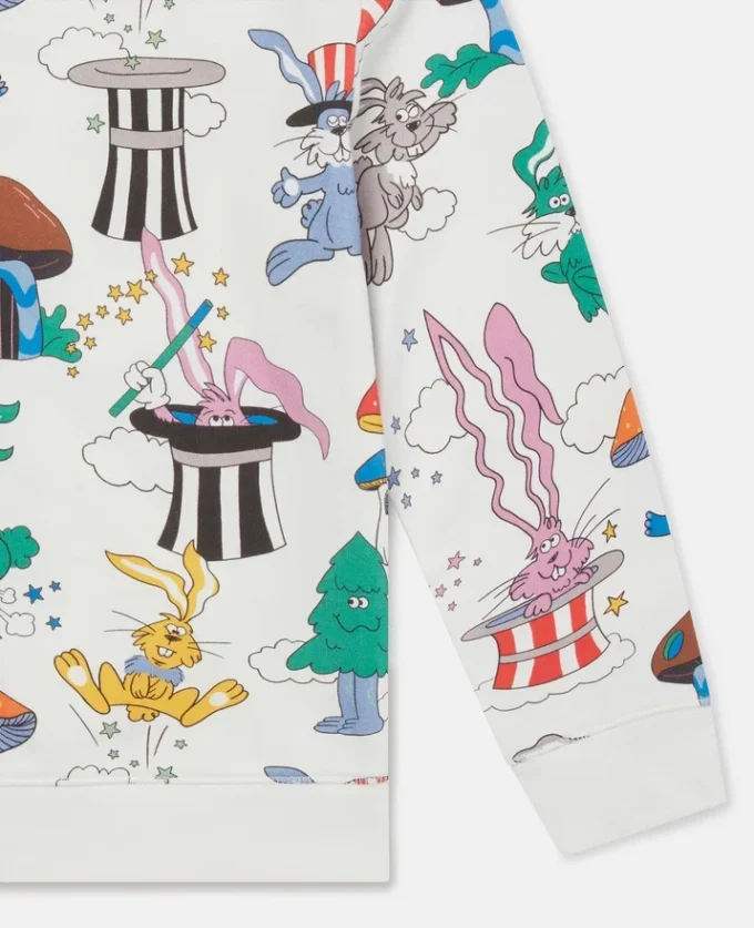 Magicians Bunny Print Crewneck Sweatshirt