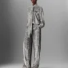Metallic Velvet Tie-Nneck Shirt Metallic Velvet Tie-Nneck Shirt