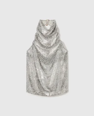Metallisk sammetströja med halterneck