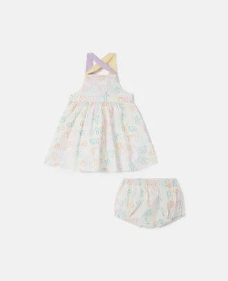 Märke Set med tryckt klänning och bloomers
