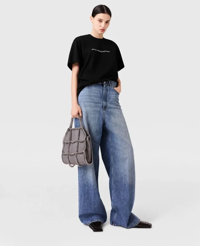 Oversized bomullst-shirt med logotyp