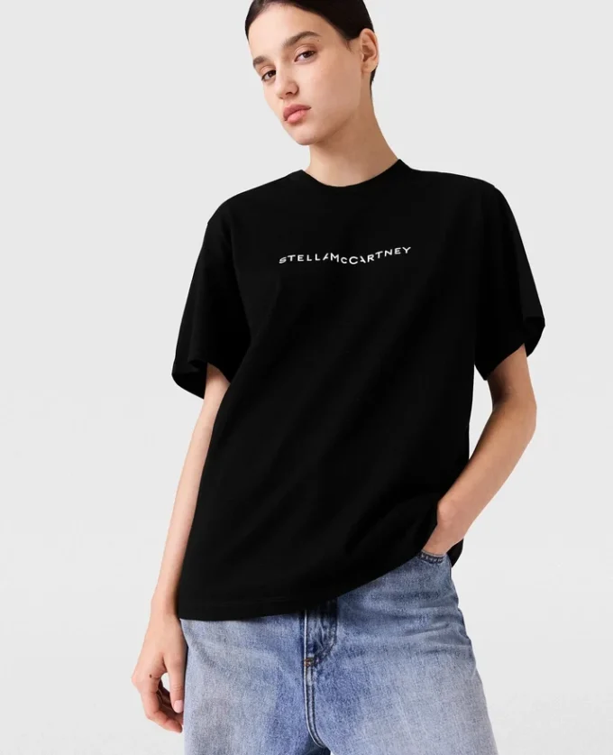 Oversized bomullst-shirt med logotyp