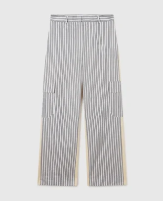 Oversized cargo-byxor med blandade ränder