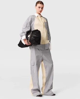 Oversized cargo-byxor med blandade ränder