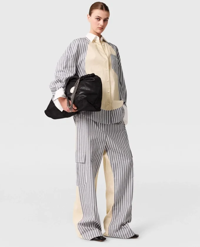 Oversized skjorta med blandade ränder Oversized skjorta med blandade ränder