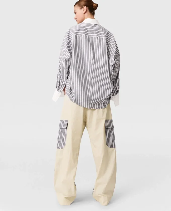 Oversized skjorta med blandade ränder Oversized skjorta med blandade ränder