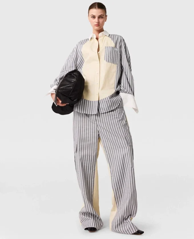 Oversized cargo-byxor med blandade ränder Oversized cargo-byxor med blandade ränder