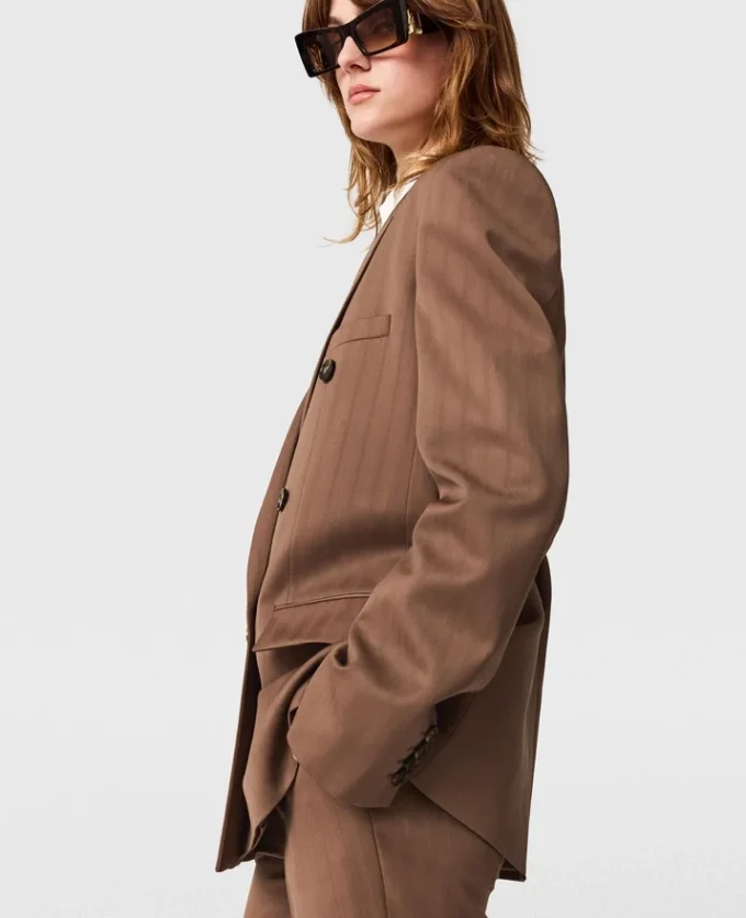 Oversized dubbelknäppt kavaj med smala ränder