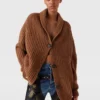 Oversized ribbad V-ringad kofta Oversized ribbad V-ringad kofta