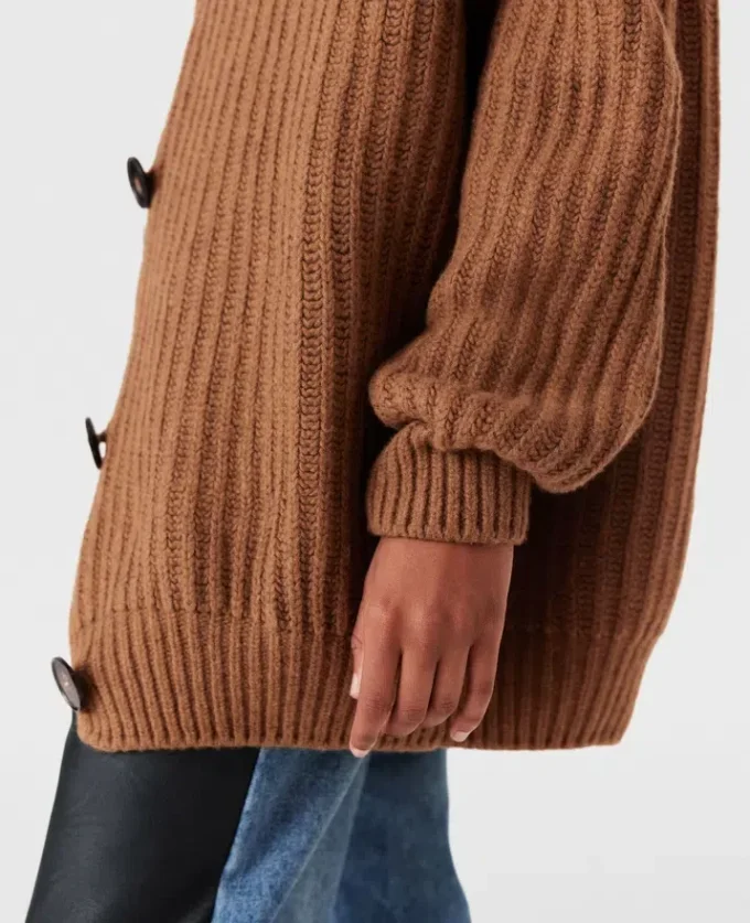 Oversized ribbad V-ringad kofta Oversized ribbad V-ringad kofta