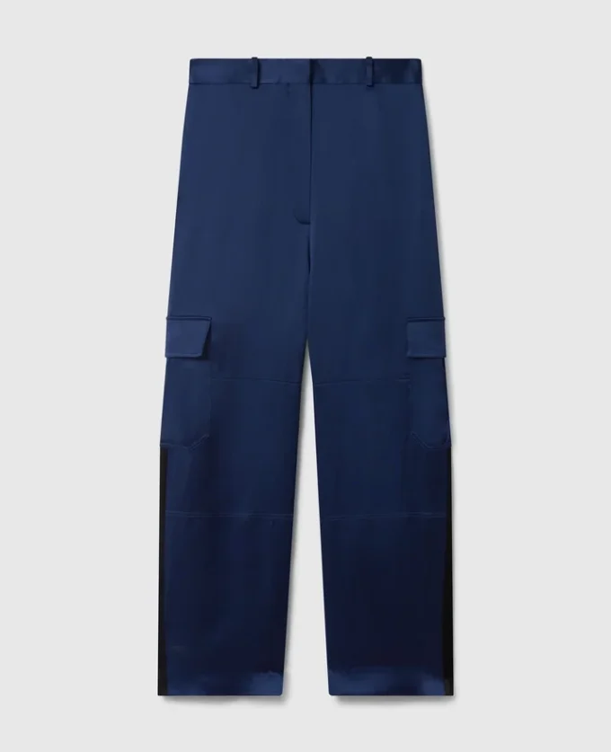 Oversized satin-cargobyxor