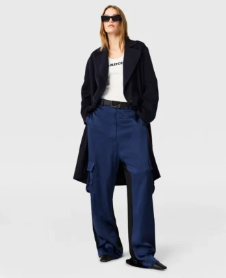 Oversized satin-cargobyxor