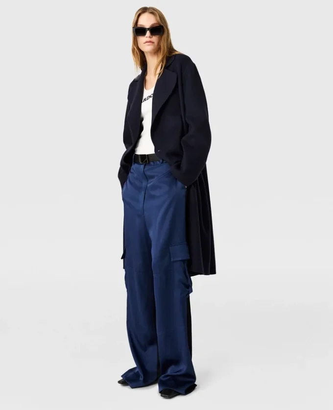 Oversized satin-cargobyxor