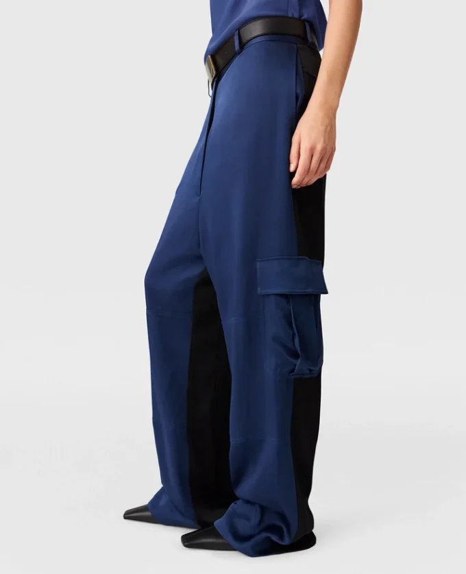 Oversized satin-cargobyxor
