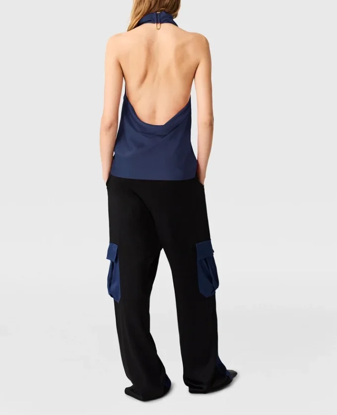 Oversized satin-cargobyxor