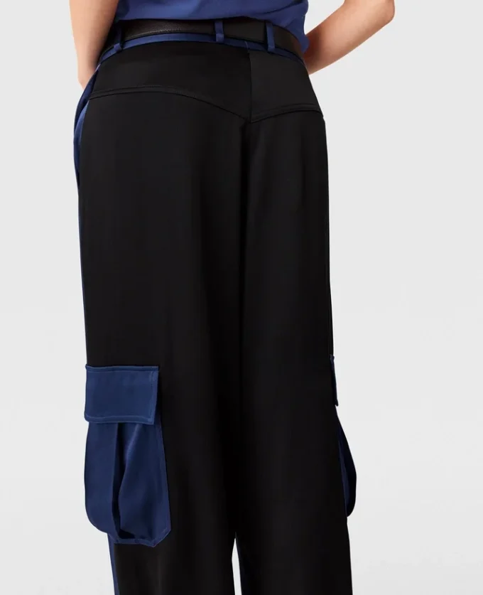 Oversized satin-cargobyxor