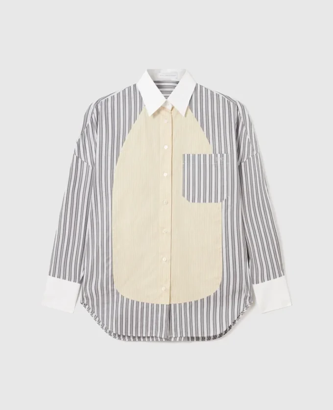 Oversized skjorta med blandade ränder Oversized skjorta med blandade ränder