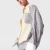 Oversized skjorta med blandade ränder Oversized skjorta med blandade ränder
