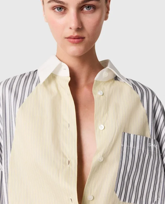 Oversized skjorta med blandade ränder Oversized skjorta med blandade ränder