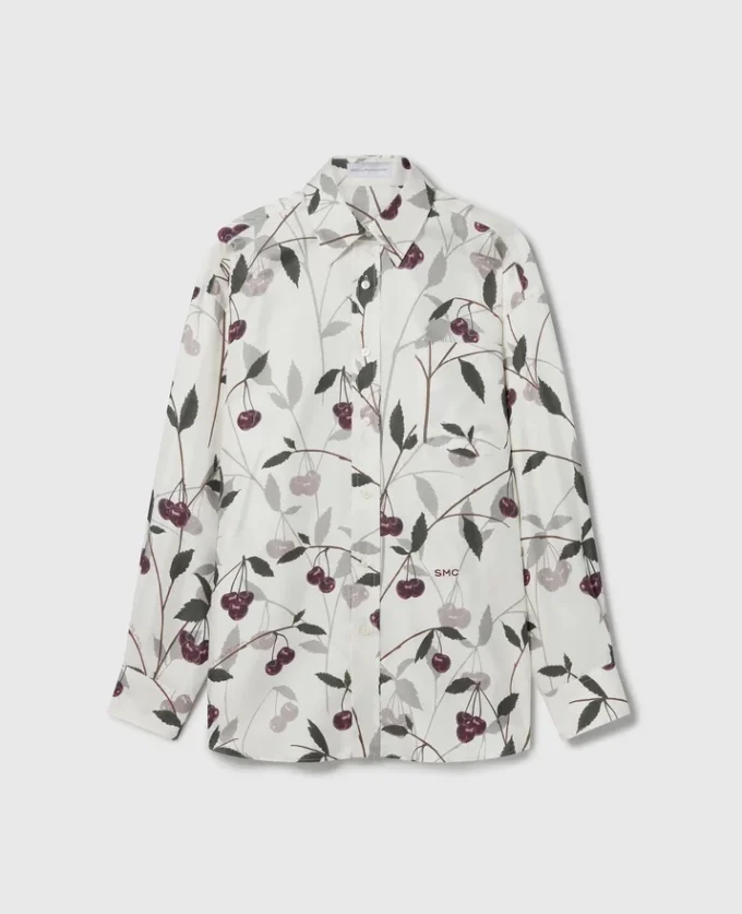 Oversized skjorta med körsbärsmönster