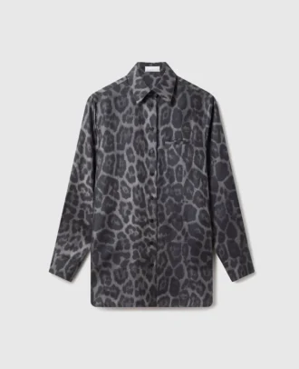 Oversized skjorta med leopardmönster