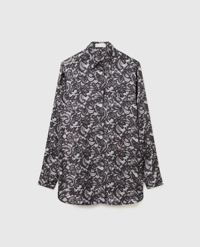 Oversized skjorta med spetsmönster