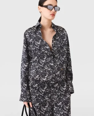 Oversized skjorta med spetsmönster Oversized skjorta med spetsmönster