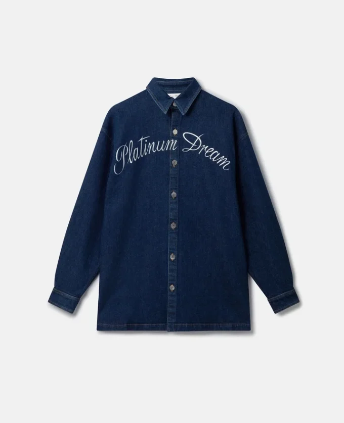 Platinum Dream broderad oversized denimskjorta Platinum Dream broderad oversized denimskjorta
