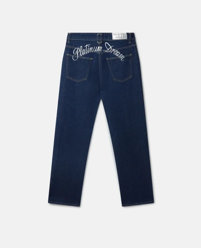 Platinum Dream broderade jeans med rak ben och medelhög midja
