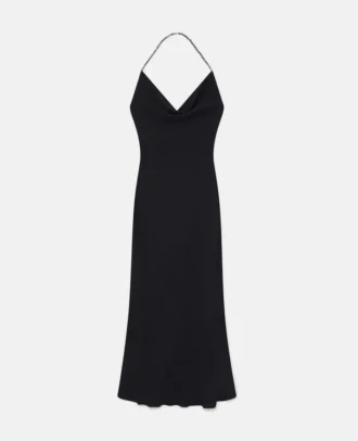 Plunge Crystal Halterneck Maxi Dress